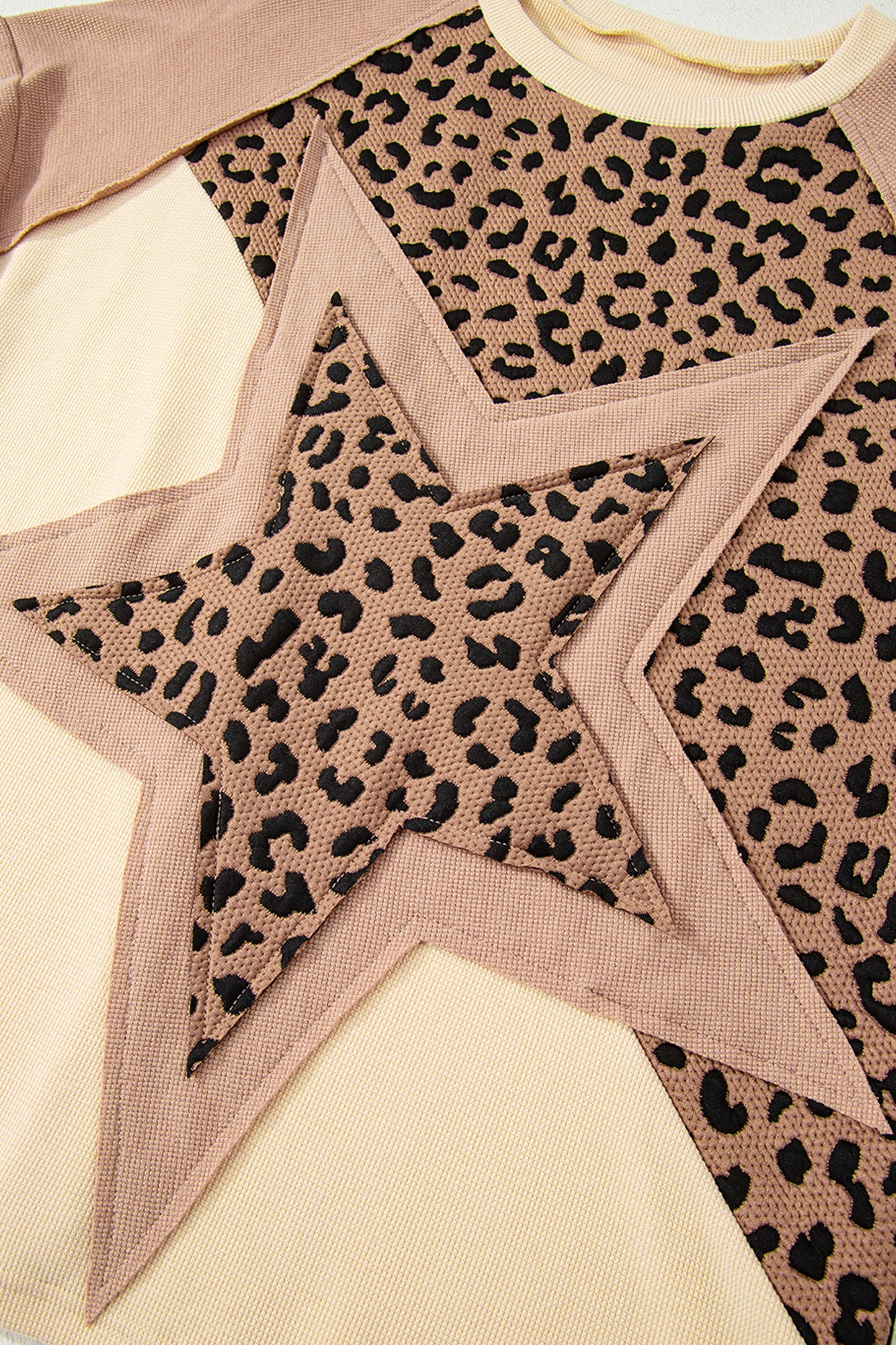 Leopard Star Color Block Sweatshirt