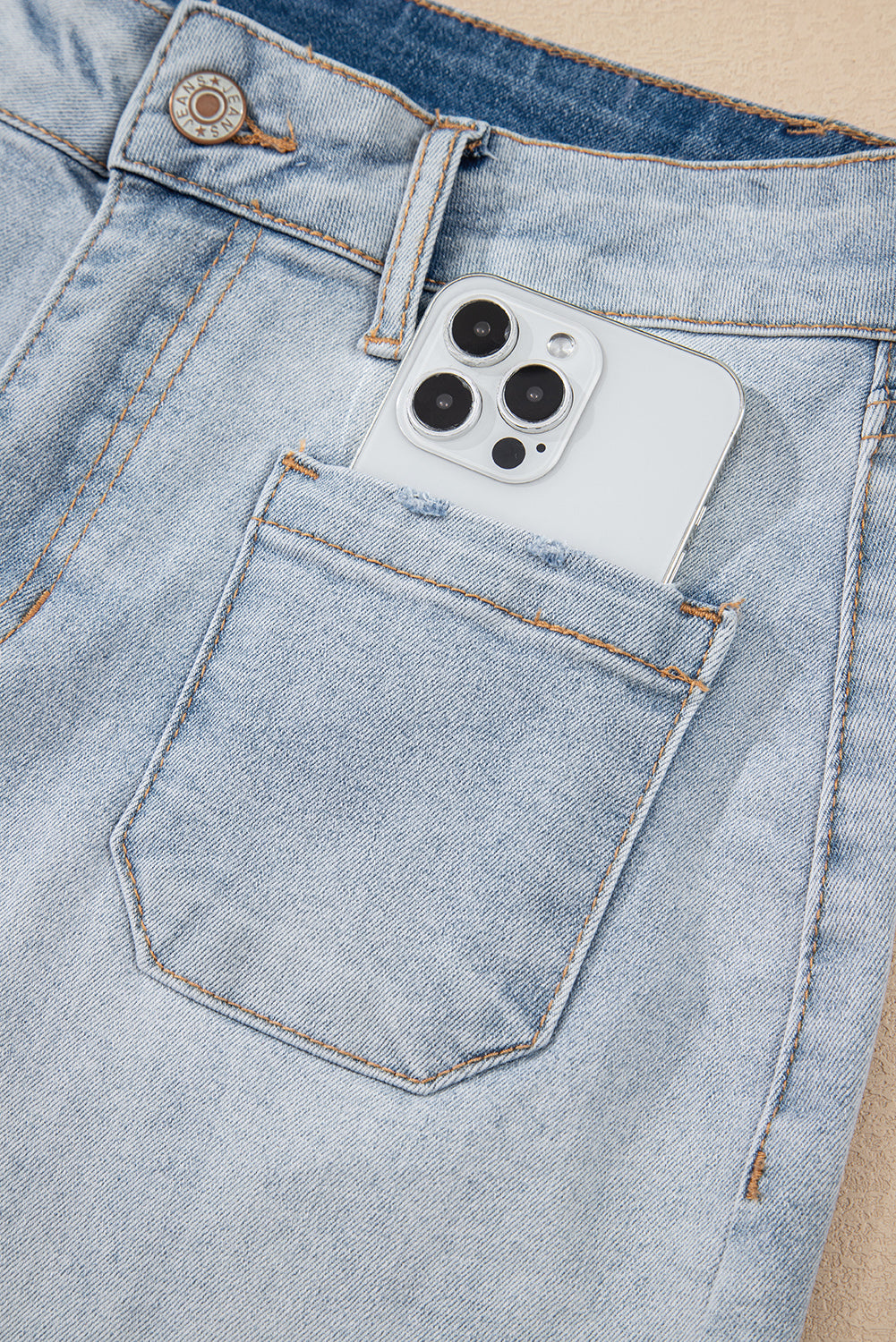 Light Wash High Rise Denim Shorts