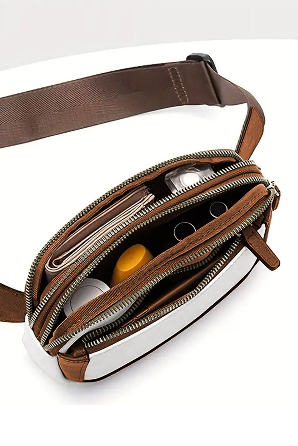 White Adjustable Strap Leather Crossbody Bag