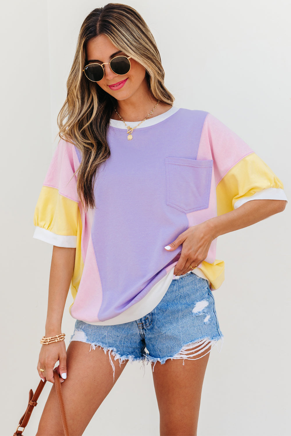 Purple Color Block Tee