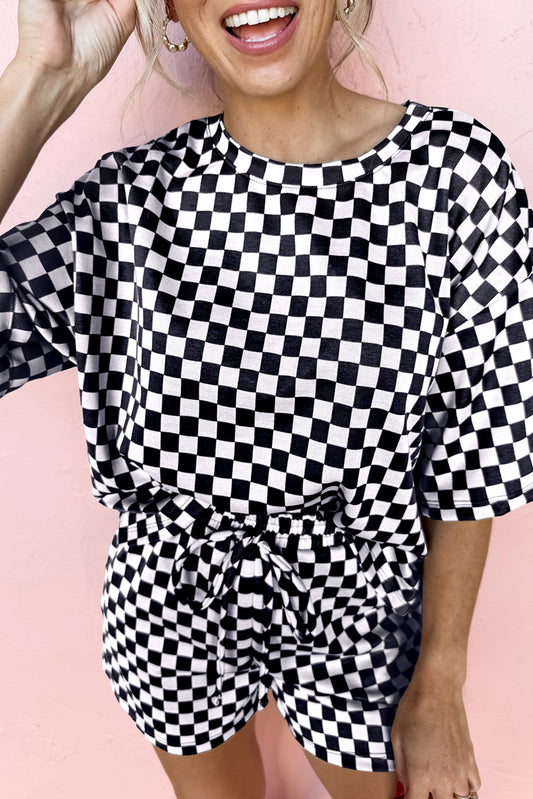 Black Checkered Two Piece Set