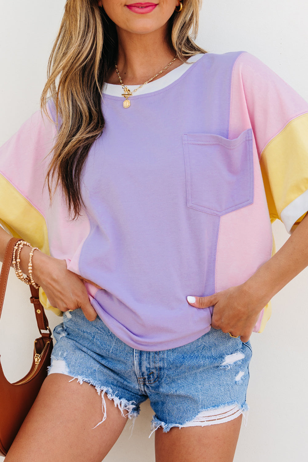 Purple Color Block Tee