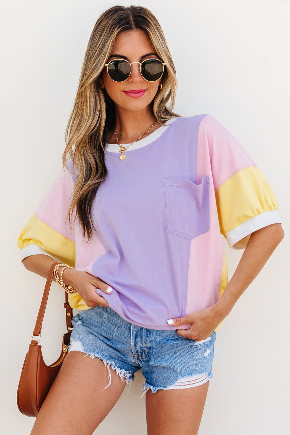 Purple Color Block Tee