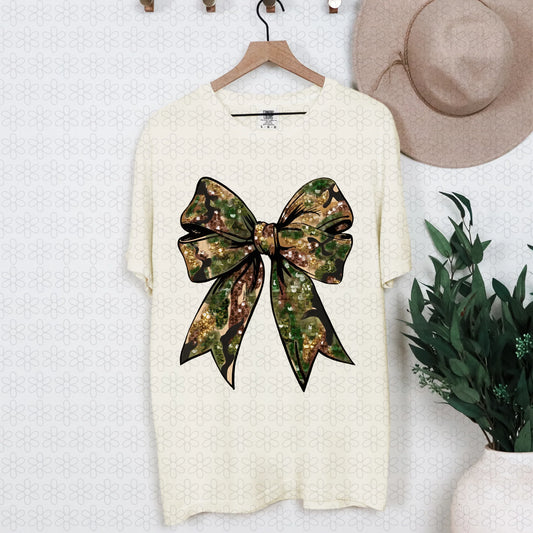 Camo Faux Sequin Bow