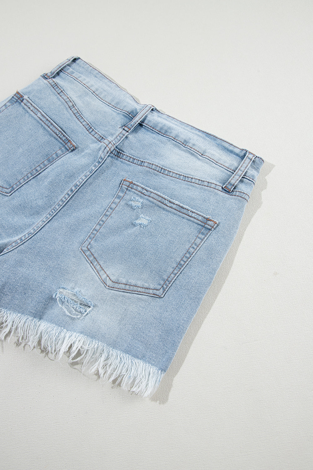 Light Wash Distressed Denim Shorts