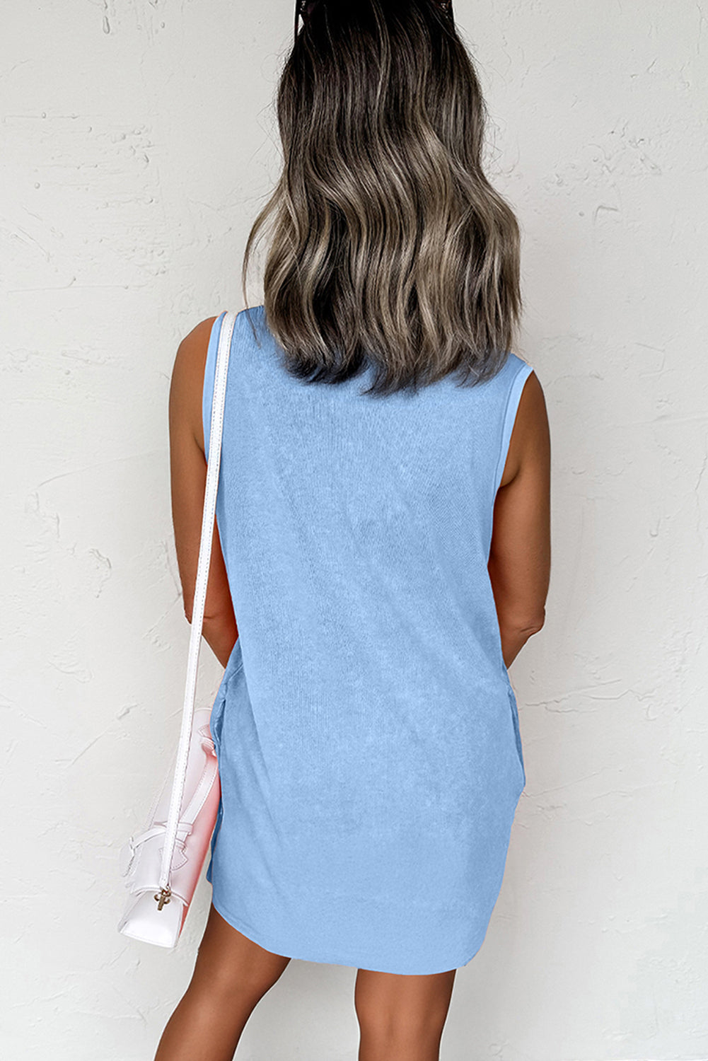 Blue Mineral Wash Tank Mini Dress