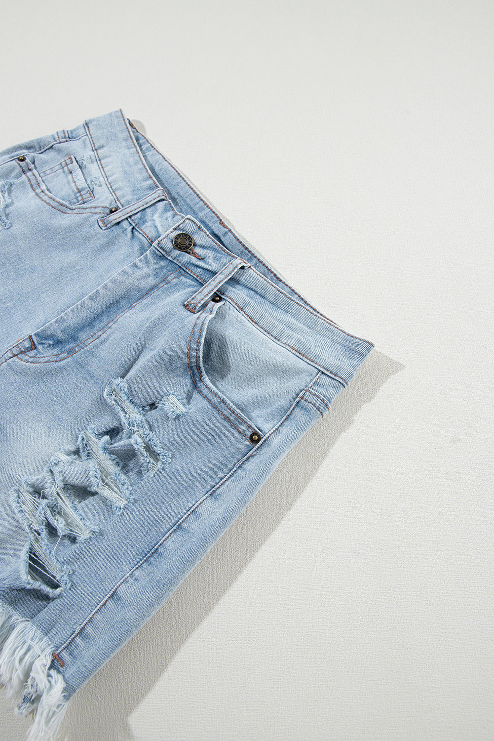 Light Wash Distressed Denim Shorts