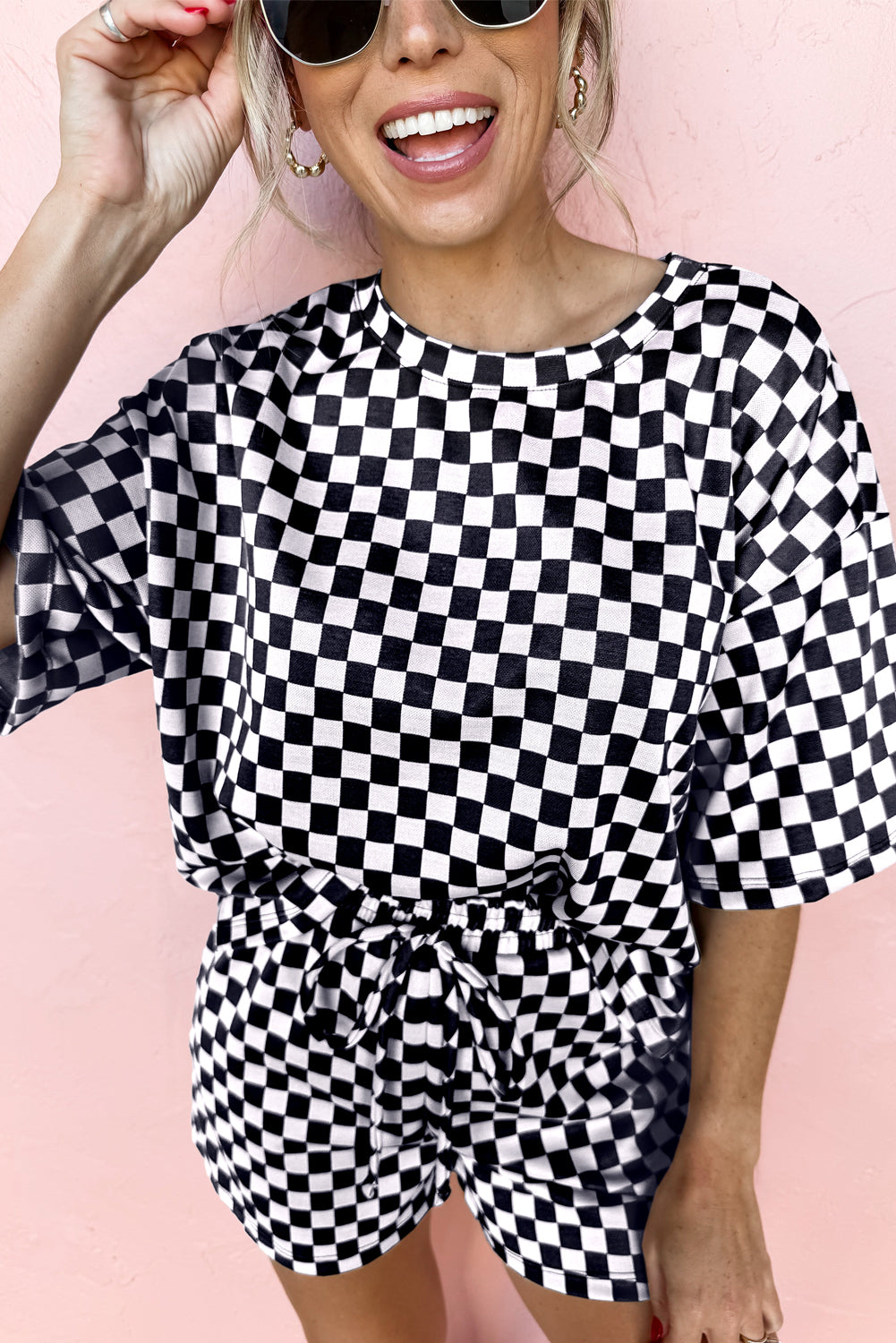 Black Checkered Two Piece Set