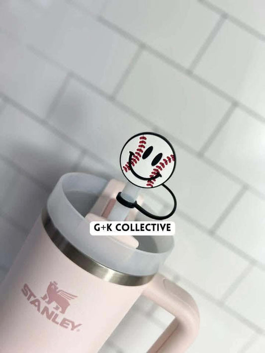 RTS Smiley Baseball Straw Topper