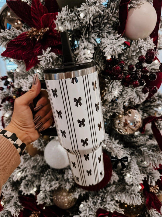 40oz Stripe Bow Tumbler