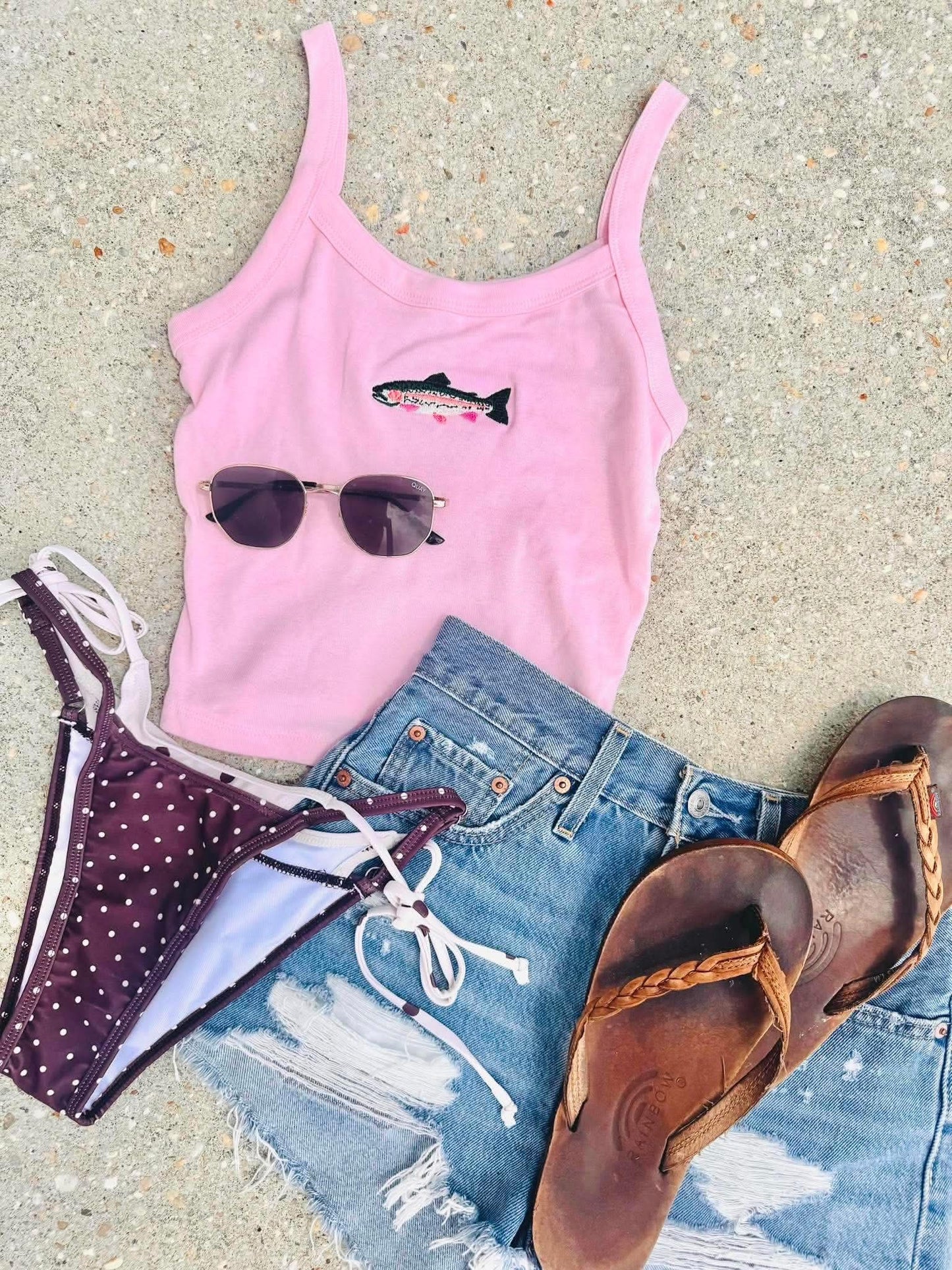 PREORDER Rainbow Trout Embroidered Baby Tanks