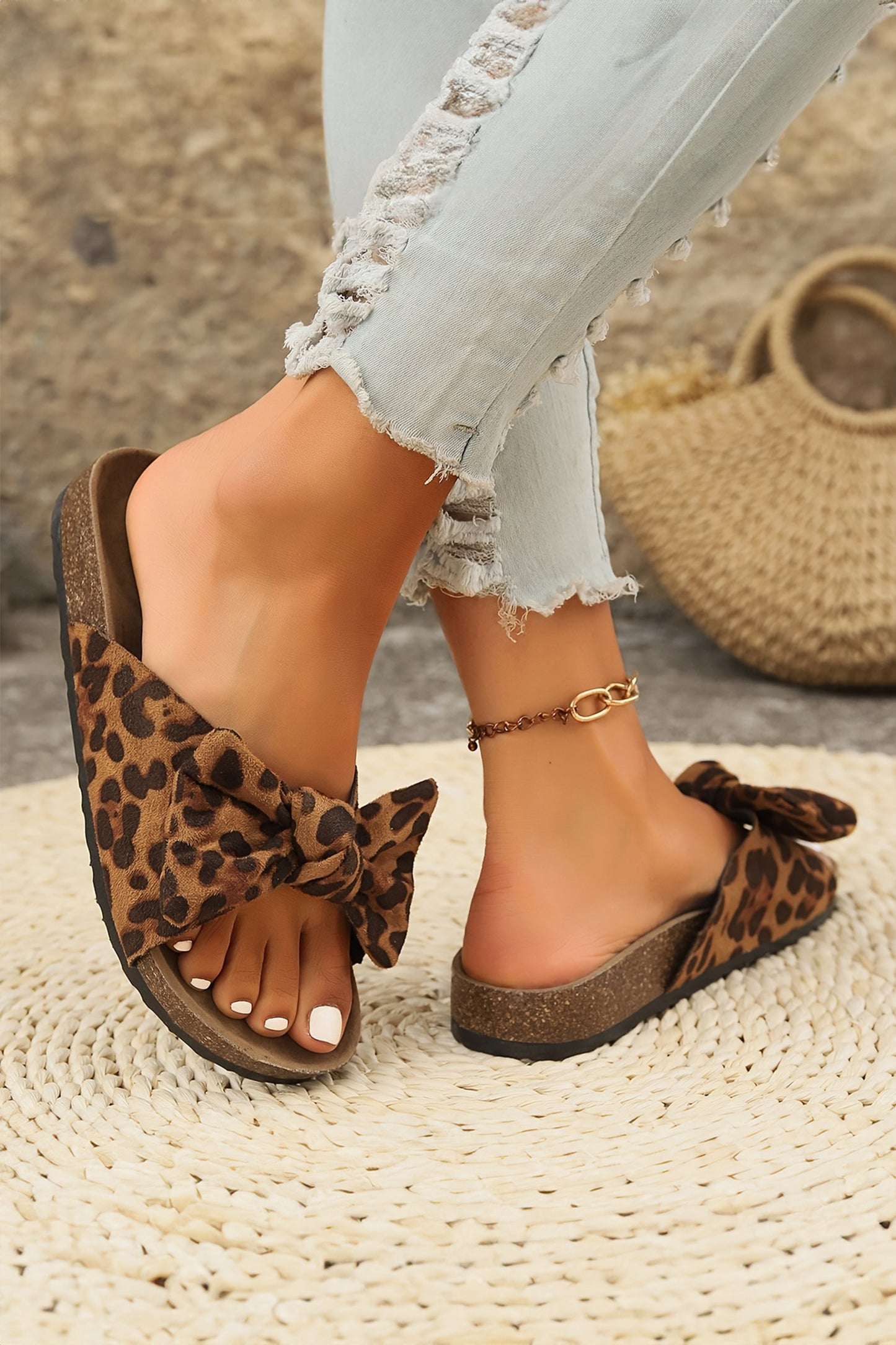 Leopard Bow Sandals
