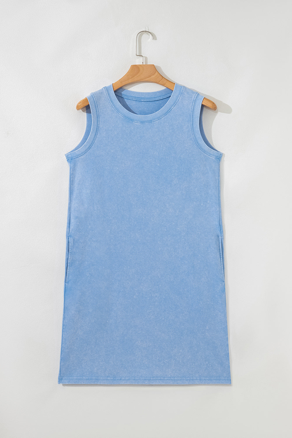 Blue Mineral Wash Tank Mini Dress