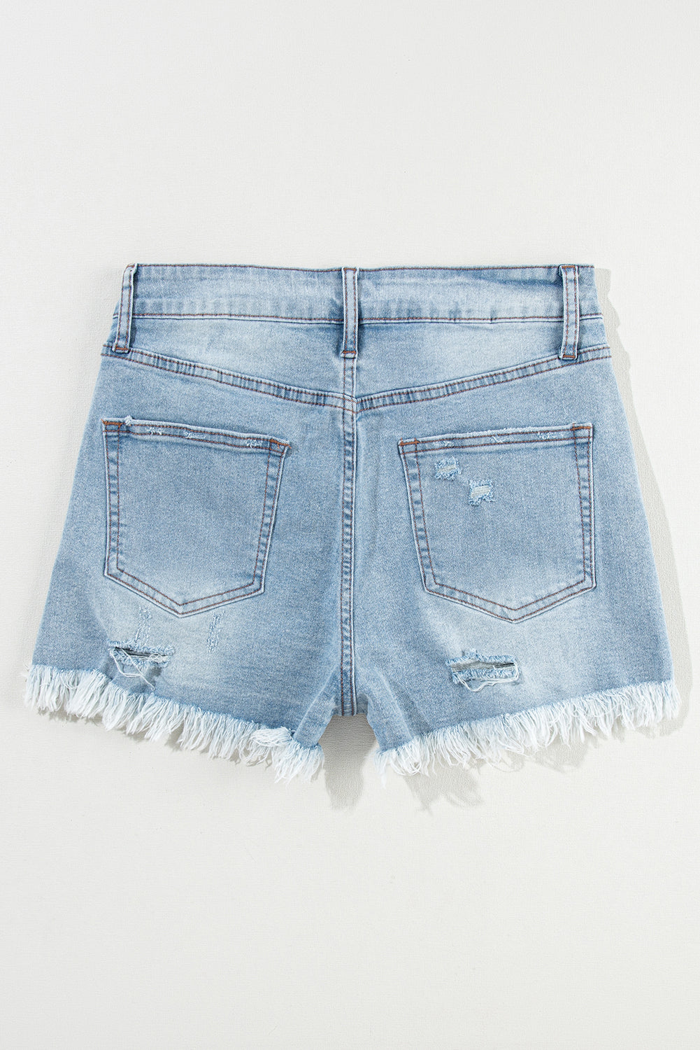 Light Wash Distressed Denim Shorts
